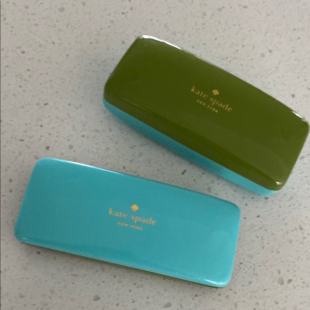KATE SPADE turquoise blue olive green hard case clamshell glasses sunglasses